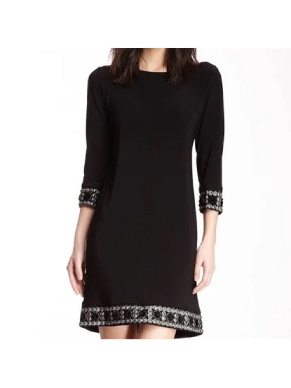 Tiana B. Black 3/4 Length Sleeve Jersey  Knee Length Dress 6